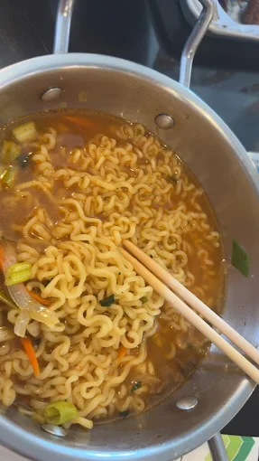Korean ramen bowl close-up